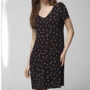 SOMA Cool Nights Black Sleep Shirt with White Dots